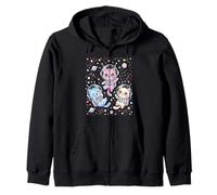 Cute Astronaut Cats Hearts Stars Galaxy Kawaii Zip Hoodie