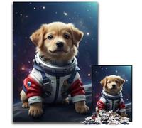 Cute Astronaut Dog SpacePc Adults Jigsaw Puzzle Wooden Jigsaw Puzzles Home Activity for Holidays Birthdays And Family Game Nights 1000 PCS(75x50cm)