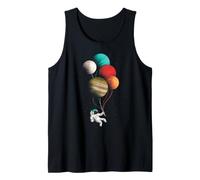 Cute Astronaut Floating with Planet Balloons Space Design Tank Top