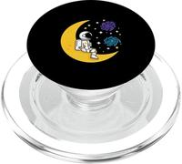 Cute Astronaut On Crescent Moon Galaxy Stars Science Fiction PopSockets PopGrip for MagSafe