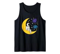 Cute Astronaut On Crescent Moon Galaxy Stars Science Fiction Tank Top
