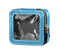 Cute Astronaut Riding Horse Travel Makeup Bag, Small Portable Cosmetic Bag Toiletry Bag Organizer with Zipper Clear Windows for Women