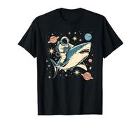 Cute Astronaut Riding Shark in Space Girl Science Trip Beach T-Shirt