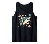 Cute Astronaut Riding Shark in Space Girl Science Trip Beach Tank Top