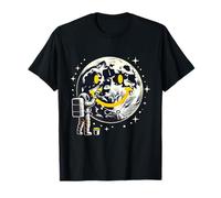 Cute Astronaut Spray Paint Moon Shirt Smile Face Space Kids T-Shirt