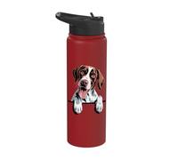 Cute Athletic Hand Drawn Drawing Cartoon Canine Pup Pointer Stainless Steel Insulated Water Bottle