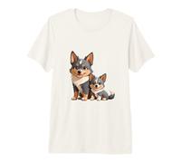 Cute Australian Shepherd Dog and Puppy Design Premium T-Shirt