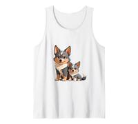Cute Australian Shepherd Dog and Puppy Design Tank Top