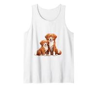 Cute Australian Shepherd Dog and Puppy Design Tank Top