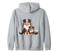 Cute Australian Shepherd Dog and Puppy Design Zip Hoodie