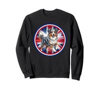Cute Australian Shepherd Dog Puppy England UK Flag Sweatshirt