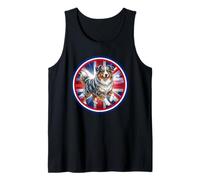 Cute Australian Shepherd Dog Puppy England UK Flag Tank Top