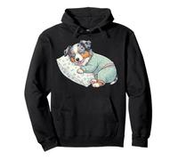 Cute Australian Shepherd Dog Sleeping in Pajamas Bedtime Pullover Hoodie
