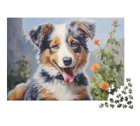 Cute Australian Shepherd Year in Pictures 1000 Piece with High Definition Print Jigsaw Puzzles As An Ultra Difficult Puzzle for Travel Jigsaw Puzzle 38x26cm/1000pcs