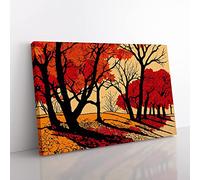 Cute Autumn Forest Canvas Wall Art Print Ready to Hang, Framed Picture for Living Room Bedroom Home Office Décor, 50x35 cm (20x14 Inch)