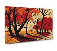 Cute Autumn Forest Canvas Wall Art Print Ready to Hang, Framed Picture for Living Room Bedroom Home Office Décor, 30x20 Inch (76x50 cm)