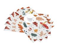 Cute Autumn Maple Leaf Mushroom Vinyl Placemats Set of 4 for Dining Tables,Kitchen Table Mats Heat Resistant Washable Wipeable PVC Place Mat