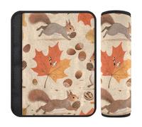 Cute Autumn Squirrel Leaves 2 Pack car seat Strap Covers Release Stress to Your Neck and Shoulders for Bag funda para cinturón de carro