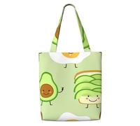 Cute Avocado And Toast And Fied Egg,Reusable Grocery Bags Shopping Tote Bags Large Capacity Canvas Shoulder bag