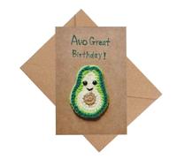 Cute Avocado Birthday Card, Crochet Avo Great Birthday Greeting Card with Envelope,Knitted Birthday Card for Daughter Son Sister Brother Granddaughter Friend Bestie Colleage (avo birthday)