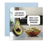 Cute Avocado Birthday Card - "Wild Night"- Humorous Gifts for Colleagues, Coworkers, Friends, Officemates, Buddies, Him, Her - Got Wasted - Comes with Fun Stickers