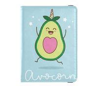 Cute Avocado Blue Leather Passport Holder for Travel Secure Hidden Passport Case for Men Trip Organizer