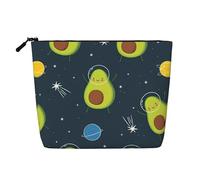 Cute Avocado Cartoon Space Patterned Women's Cosmetic Bag, Single Layer Toiletry Bag, Suitable for Daily Storage, Travel, and Business Trips.