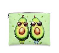 Cute Avocado Makeup Bag, Cartoon Avocado Cosmetic Travel Pouch for Women, Portable Small Canvas Zipper Organizer, Fun Gift Skincare Toiletry Bag, Green, 7x9 Inch