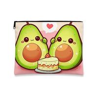 Cute Avocado Makeup Bag, Cartoon Style Cosmetic Travel Pouch for Women, Portable Small Canvas Zipper Organizer, Fun Gift for Skincare and Toiletries, Green, 7x9 Inch, Avocado