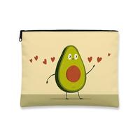 Cute Avocado Makeup Bag, Playful Cartoon Cosmetic Pouch for Women, Portable Canvas Zipper Organizer, Valentine'S Day Skincare Toiletry Bag, Green, 7x9 Inch, Avocado