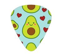 Cute Avocado Pattern 12 Pack Guitar Picks With 3 Thicknesses And Storage Box, Abs Plectrums For Electric Bass Guitar Players