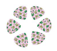 Cute Avocado Pink Stripe 12 Pack Guitar Picks Plectrums with Organizer Storage Box, Guitar Picks for Bass Electric Acoustic Guitars Ukulele