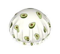 cute Avocado Print Shower Cap - Double Layer Breathable, Adjustable Elastic Strap, Durable Hotel Travel Essentials