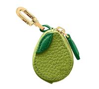 Cute Avocado Shaped PU Leather Coin Purse Keyring, Mini Zippered Pouch Key Fob, Small Earbud Holder Bag Charm