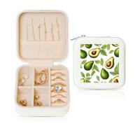 Cute Avocado Small Jewellery Box Tropical Fruits PU Leather Travel Jewellery Organizer for Women Girls Storage Case for Rings Earrings Necklaces Bracelets