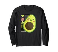 Cute Avocado Winking Japanese Text Kawaii Long Sleeve T-Shirt