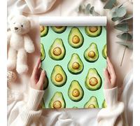 Cute Avocado Wrapping Paper - Kawaii Smiling Avocado Gift Wrap Sheet - Fun Fruit-Themed Birthday or Celebration Wrapping - W70 (Mint, Medium Sheet - 42 x 58cm / 15.7" x 22.8" inches)