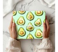 Cute Avocado Wrapping Paper - Kawaii Smiling Avocado Gift Wrap Sheet - Fun Fruit-Themed Birthday or Celebration Wrapping - W70 (Mint, Small Sheet - 30 x 40cm/ 11.8" x 15.7" inches)