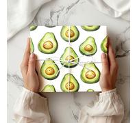 Cute Avocado Wrapping Paper - Kawaii Smiling Avocado Gift Wrap Sheet - Fun Fruit-Themed Birthday or Celebration Wrapping - W70 (White, Large - 58 x 85cm / 22.8" x 33.4" inches)