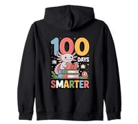 Cute Axolotl 100 Days Smarter School Kids Zip Hoodie