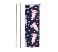 Cute Axolotl 20oz Stainless Tumbler with Lid and Straw, Double-Wall Vacuum Insulated Tumblers Travel Coffee Mug Cups Water Bottle for Home Office Outdoor Car