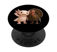 Cute Axolotl and Turkey Thanksgiving Friends Autumn Season PopSockets Adhesive PopGrip