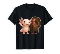 Cute Axolotl and Turkey Thanksgiving Friends Autumn Season T-Shirt