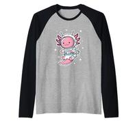 Cute Axolotl Astronaut Space Explorer Raglan Baseball Tee