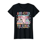 Cute Axolotl Back to School Student Classroom Mood Value Graphic T-Shirt, Women, Black, S