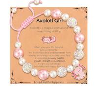 Cute Axolotl Bracelet Set, The Dream gift For women Birthday Christmas gifts Adjustable Axolotl Pearl Bracelet Accessory Axolotl Pendant Decoration Gift Card Full of Sincerity, One Size, Plastic, No