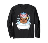 Cute Axolotl Capybara Bath Animal Lover Pet Aquatic Friends Long Sleeve T-Shirt