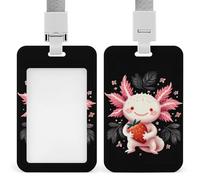 Cute Axolotl Card Holder Cute ID Badge Holders Card Protector for Office Work Women Men