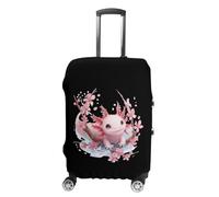 Cute Axolotl Cherry Flowers Luggage Cover Washable Suitcase Protector Anti-Scratch Suitcase Covers Fits 18-32 Inch M