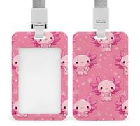 Cute Axolotl Chibi Men's Badge Holders for Women ID Cards Holder with Lanyard